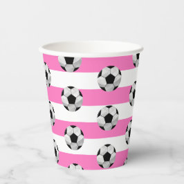 Fußball-Tasse aus rosa und weißem Streifen Pappbecher