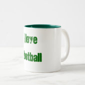 Fußball-Tasse der Liebe I Zweifarbige Tasse (VorderseiteRechts)