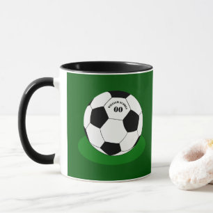 Fußball-Tasse, Fußball mit Name und Nummer Tasse