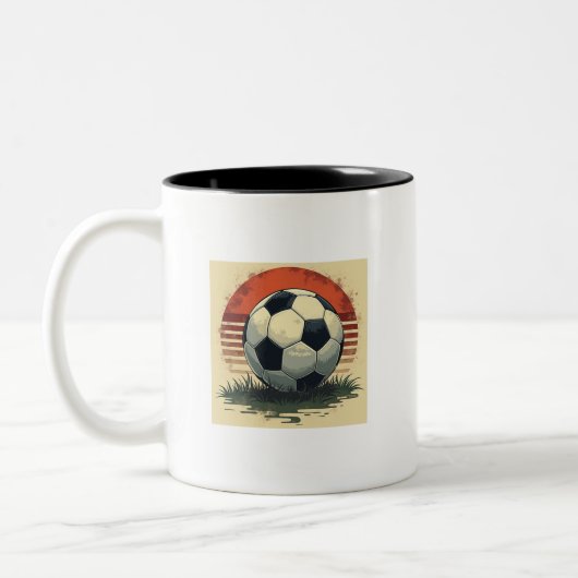 Fußball-Tasse im Retro-Stil Zweifarbige Tasse (Links)