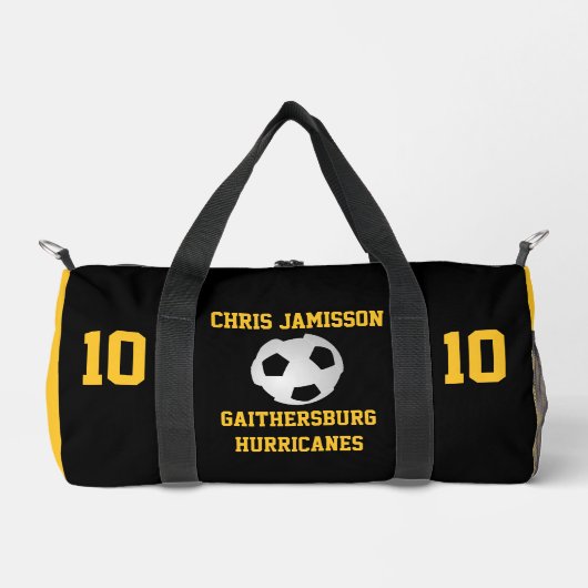 Fußball-Team, Coach Player Black Gold personalisie Duffle Bag (Vorderseite)