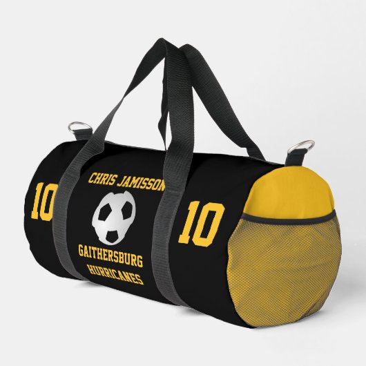 Fußball-Team, Coach Player Black Gold personalisie Duffle Bag (Rechte Ecke)
