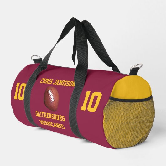 Fußball Team Coach Spieler Maroon Gold Personalisi Duffle Bag (Rechte Ecke)