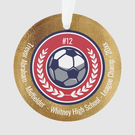 Fußball Team Gold Red White Blue Modern Ornament (Vorderseite)