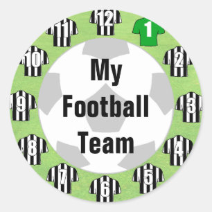 Fußball-Team Sticker mit Schwarz-Weiß-Shirts