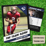 Fußball Team Trading Card Sport Geschenk Idee Grün Telefonnummerkarte<br><div class="desc">Die American Football Trading Card - eine dynamische Fusion von Gridiron Ruhm und zeitlosem Design Set vor einem Hintergrund von fett schwarz mit lebendigen grünen und weißen Streifen. Auf der Vorderseite personalisieren Sie das Wesentliche: Teamname, Spielername, Position und Jersey Nummer, und zeigen Ihren Lieblingsspieler wie nie zuvor. Dreh es um,...</div>