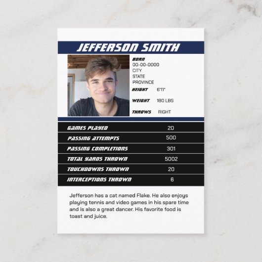 Fußball Team Trading Card Sport Geschenke Idee Bla Telefonnummerkarte (Rückseite)