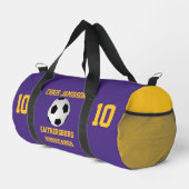 Fußball-Team, Trainer, Spieler Lila Gold personali Duffle Bag (Rechte Ecke)