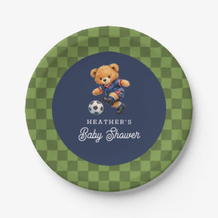 Fußball-Teddy-Beary-Schachbrett-Retro-Baby-Party Pappteller