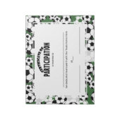 Fußball-Teilnahmebescheinigungen Notizblock (Rotiert)