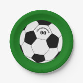 Fußball-Teller, Fußball mit Name und Nummer Pappteller (Vorderseite)