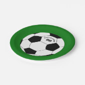 Fußball-Teller, Fußball mit Name und Nummer Pappteller (Schrägansicht)