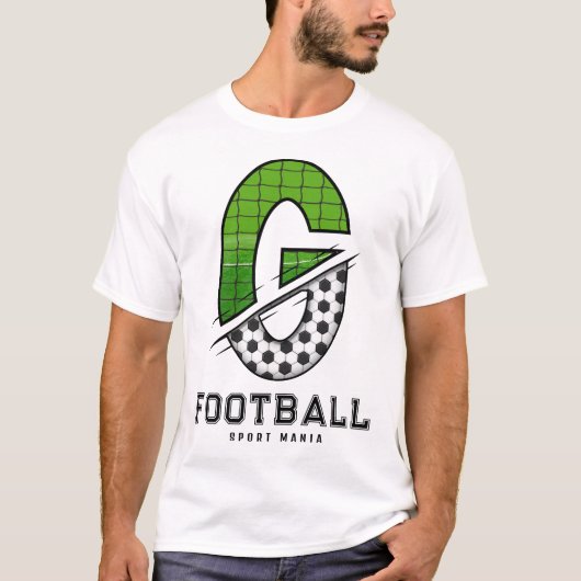 Fußball Textur Initial Sportliche Typografie T-Shirt (Vorderseite)