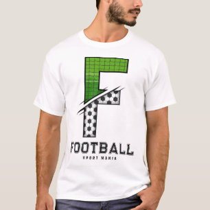 Fußball Textur Initial Sportliche Typografie  T-Shirt