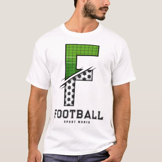 Fußball Textur Initial Sportliche Typografie T-Shirt (Vorderseite)