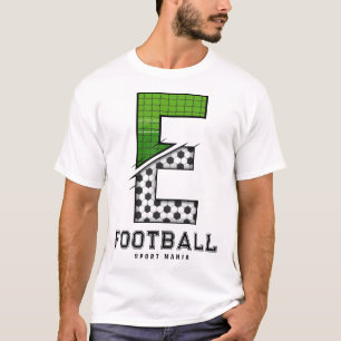 Fußball Textur Initial Sportliche Typografie  T-Shirt