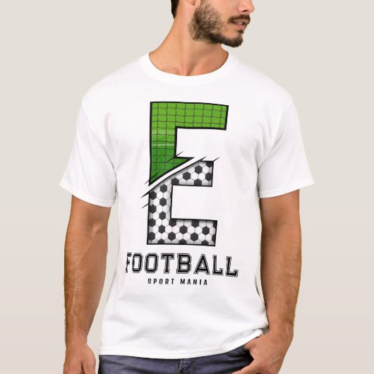 Fußball Textur Initial Sportliche Typografie T-Shirt (Vorderseite)