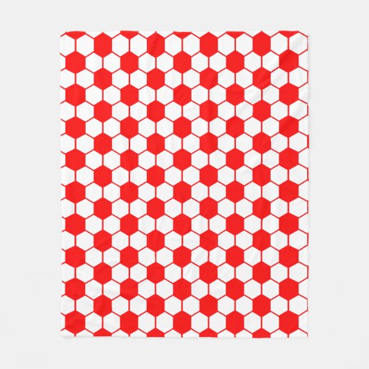 Fußball Textur - Weiß und Rot Fleecedecke (Vorderseite)