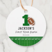 Fußball Thema 1 Jahr bis zum Geburtstag Geschenkanhänger (Rückseite)