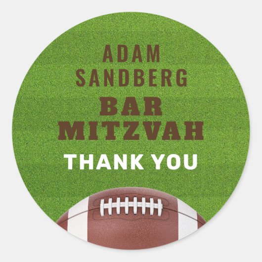 Fußball Thema Bar Mitzvah Runder Aufkleber (Vorderseite)