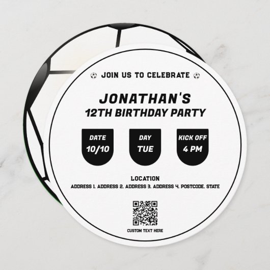 Fußball-Thema Geburtstagsfeier Einladung (Vorne/Hinten)