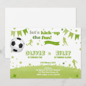 Fußball-Thema Gemeinsame Geburtstagseinladung komb Einladung (Vorne/Hinten)