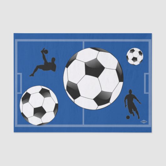 Fußball Thema Geschenkpapier Blue HAMbyWG Seidenpapier (Vorderseite)