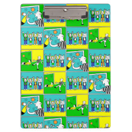 Fußball-Thema mit Spielern und Fans Klemmbrett