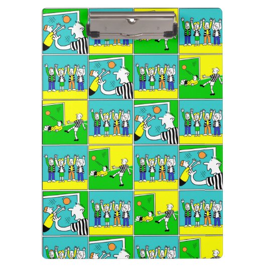 Fußball-Thema mit Spielern und Fans Klemmbrett (Vorderseite)
