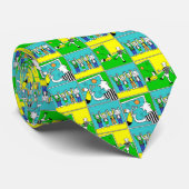 Fußball-Thema mit Spielern und Fans Krawatte (Gerollt)