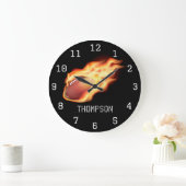 Fußball-Thema personalisierter Name Große Wanduhr (Zuhause)