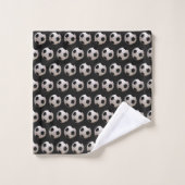 Fußball Theme Schwarz Badhandtuch Set (Waschlappen)
