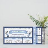 Fußball-Ticket Baby-Dusche Einladung, blau Einladung (Stehend Vorderseite)