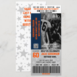 Fußball Ticket Blue & Orange Celebration Party Einladung