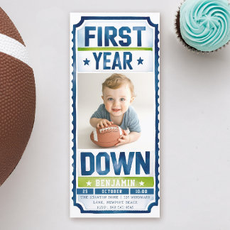 Fußball Ticket Boy Foto 1. Geburtstag Einladung