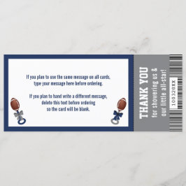Fußball Ticket Dankeschön Karte, Baby Dusche Einladung