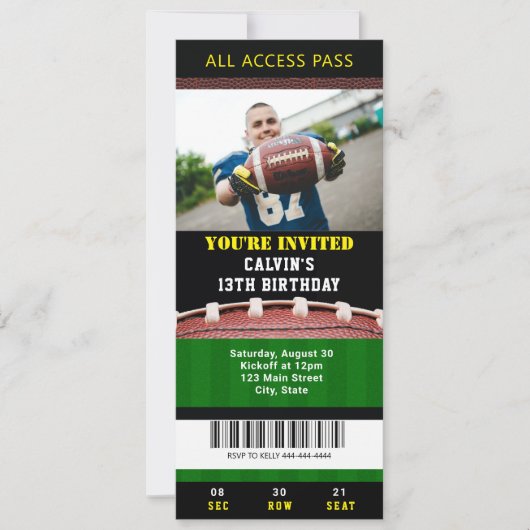 Fußball-Ticket Einladung zum Geburtstag (Vorderseite)