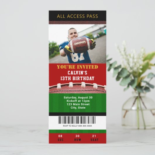 Fußball-Ticket Einladung zum Geburtstag (Stehend Vorderseite)