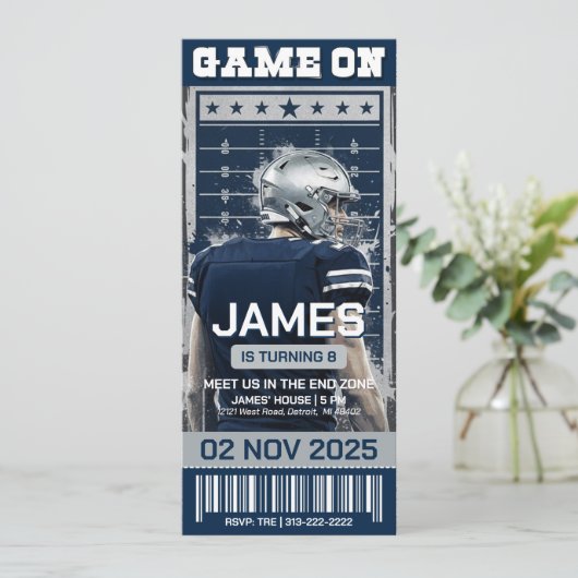 Fußball-Ticket Einladung zum Geburtstag, digital (Stehend Vorderseite)