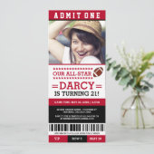 Fußball Ticket Geburtstag Einladungen (Stehend Vorderseite)