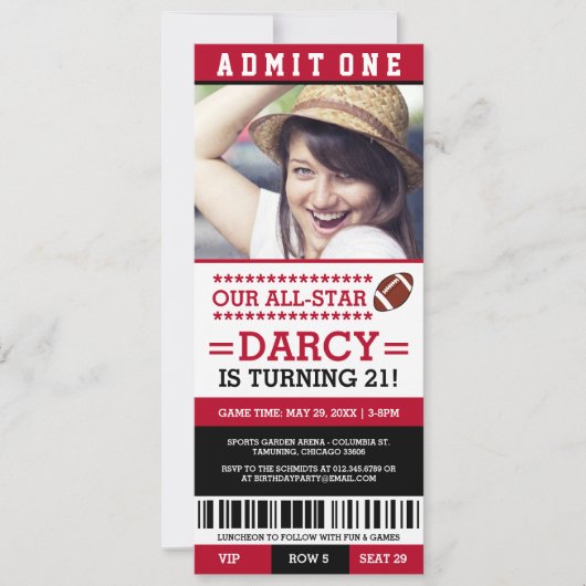 Fußball Ticket Geburtstag Einladungen (Vorderseite)