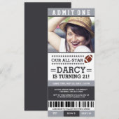 Fußball Ticket Geburtstag Einladungen (Vorne/Hinten)