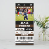 Fußball Ticket Geburtstagsparty Foto Einladung (Stehend Vorderseite)