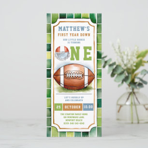Fußball Ticket Green Blue 1. Geburtstag Einladung