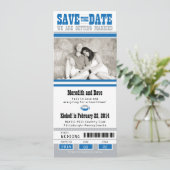 Fußball-Ticket Hochzeit Sichern Sie das Datum Save The Date (Stehend Vorderseite)