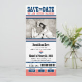 Fußball-Ticket Hochzeit Sichern Sie das Datum Save The Date (Stehend Vorderseite)