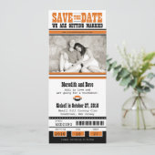 Fußball-Ticket Hochzeit Sichern Sie das Datum Save The Date (Stehend Vorderseite)