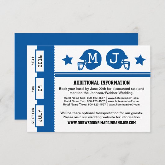 Fußball-Ticket Hochzeitsinformationen Begleitkarte (Vorne/Hinten)