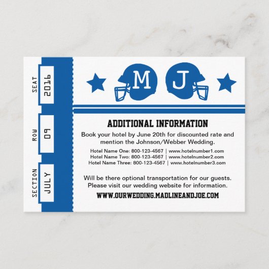 Fußball-Ticket Hochzeitsinformationen Begleitkarte (Vorderseite)