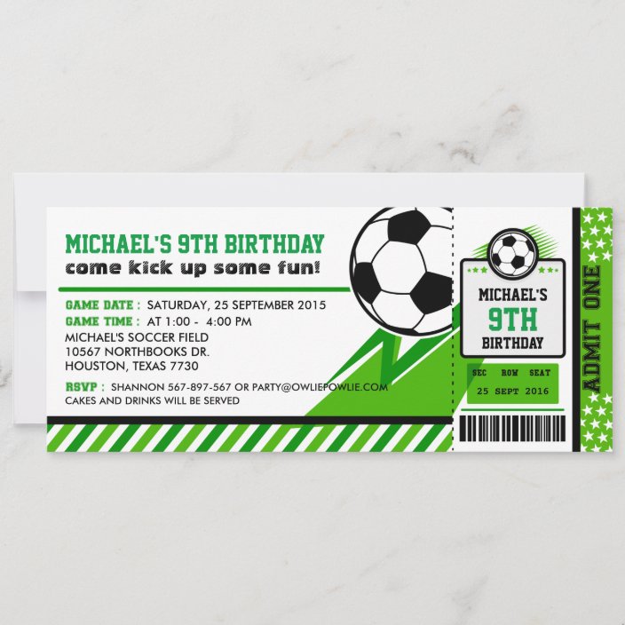 Fußball-Ticket-Pass Geburtstagsparty Einladung | Zazzle.de